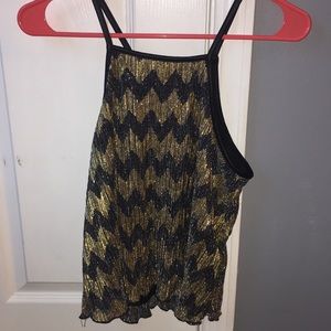 Charlotte Rouse blank and gold glimmer tank top